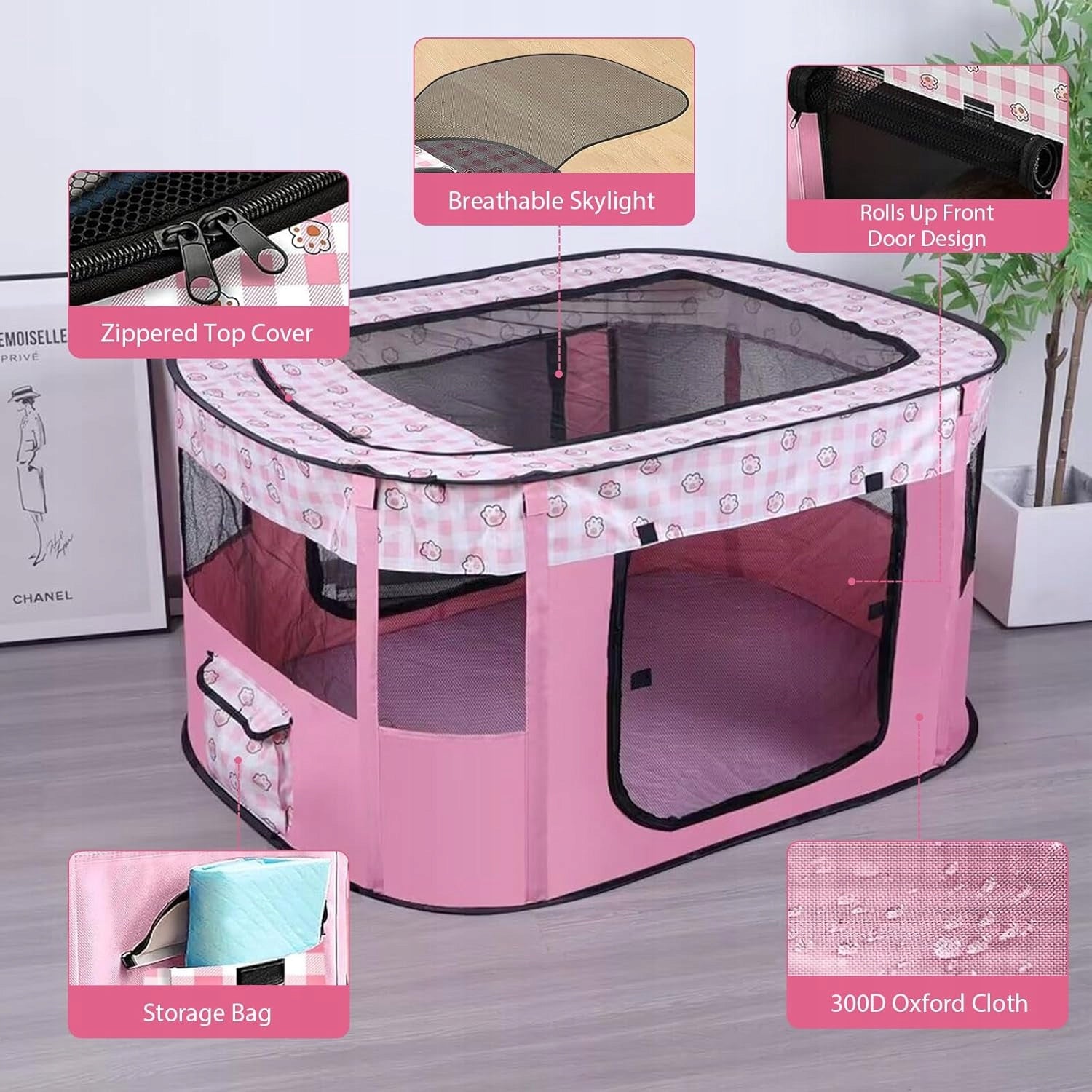 A792 Dog Playpen Cat Puppies MeYuxg Folding Pink XL Kind playpen