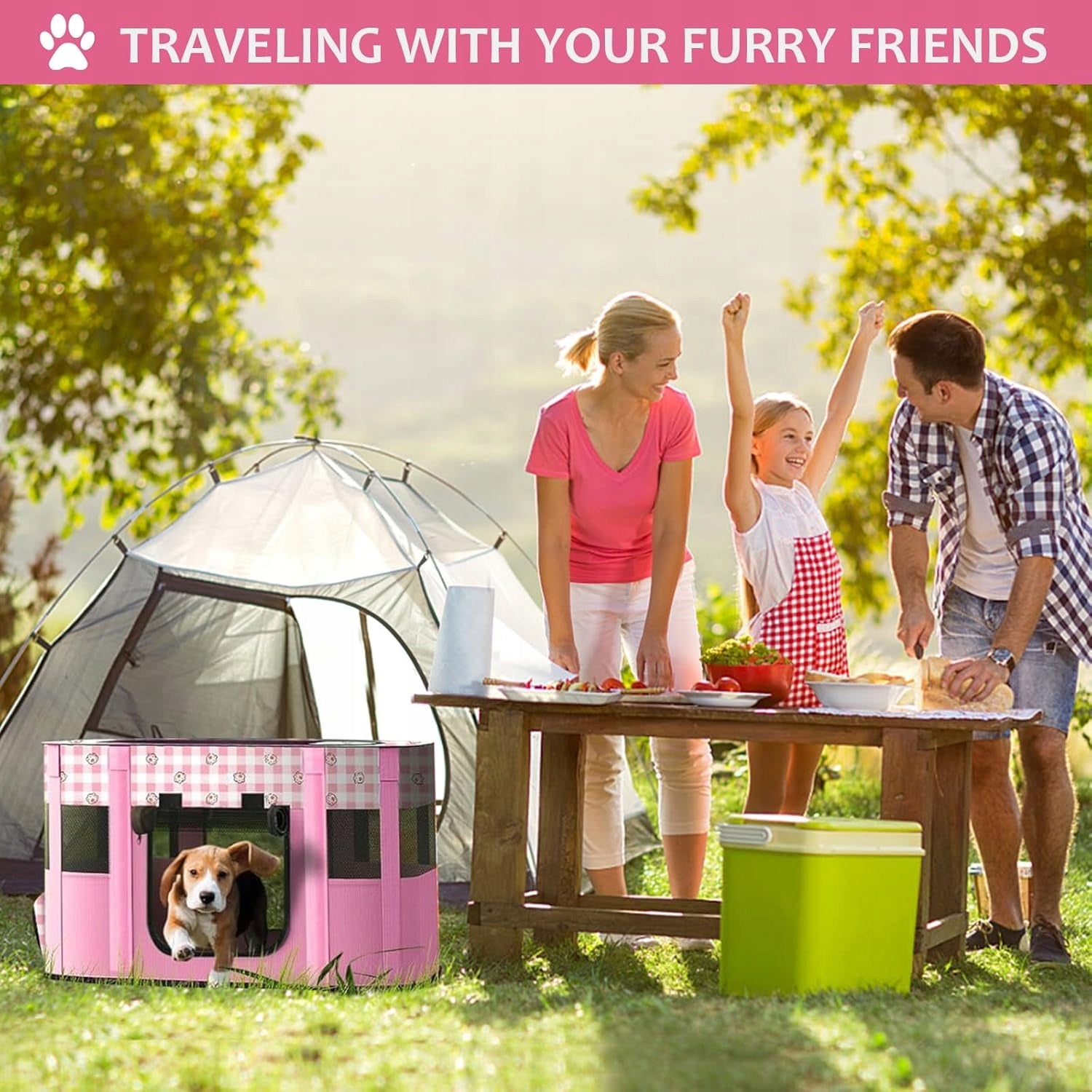 A792 Dog Playpen Cat Puppies MeYuxg Folding Pink XL Product width 85 cm