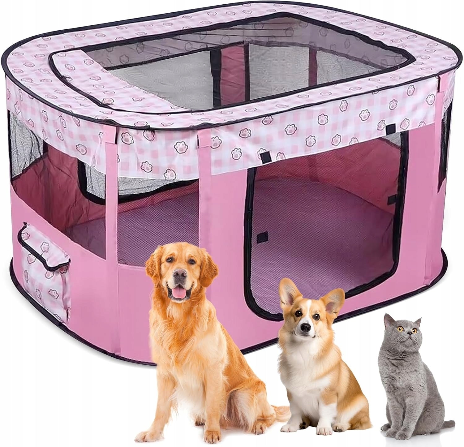 A792 Dog Playpen Cat Puppies MeYuxg Folding Pink XL