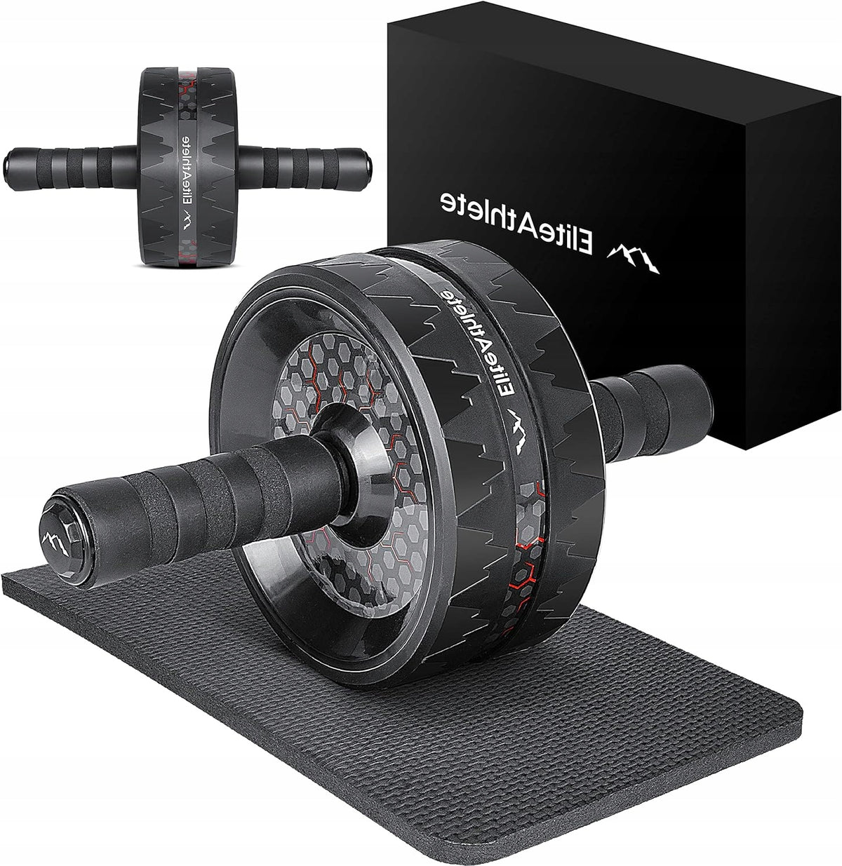 AB ROLLER BELLY TRAINER FOR HOME WITH KNEE MAT AND WIDE BASE