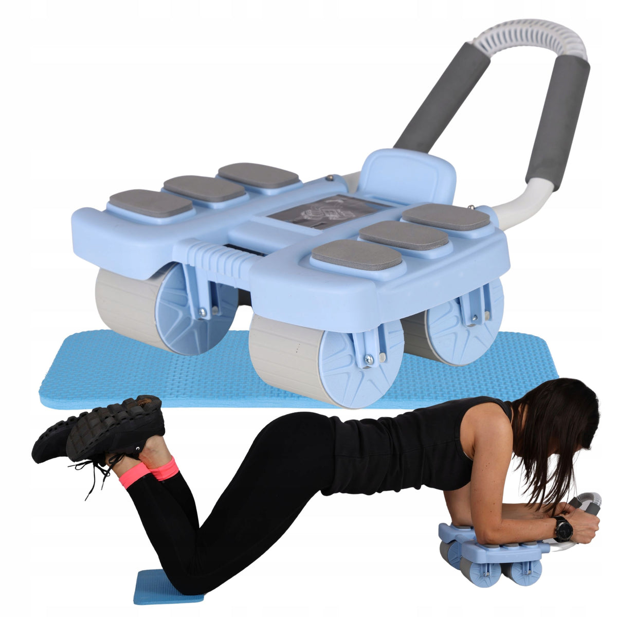 AB roller for abdominal exercises back 4 wheels stable with bounce with mat Packaging status original