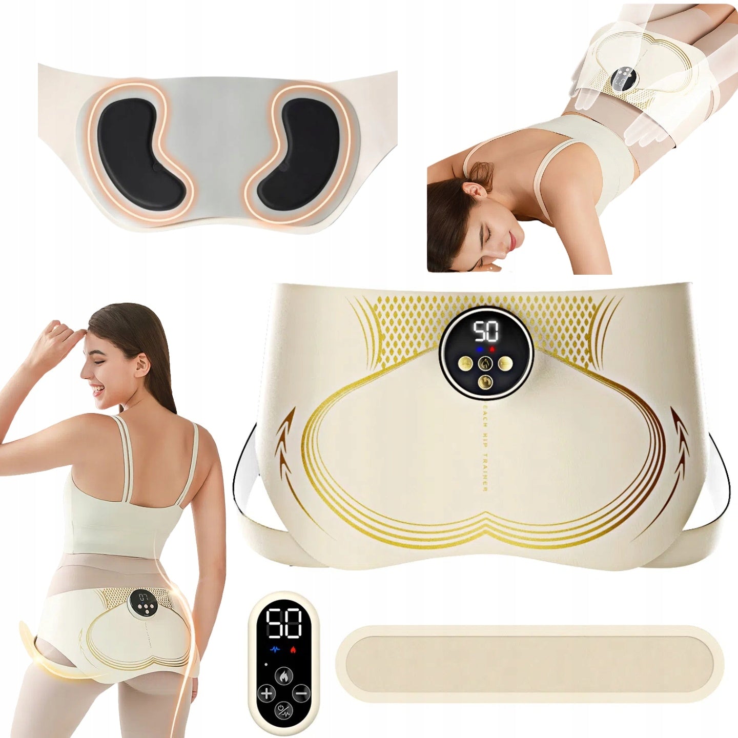 ABDOMINAL AND WAIST MASSAGE BELT EMS TENS WITH HEATING AND RED LIGHT Product width 16 cm