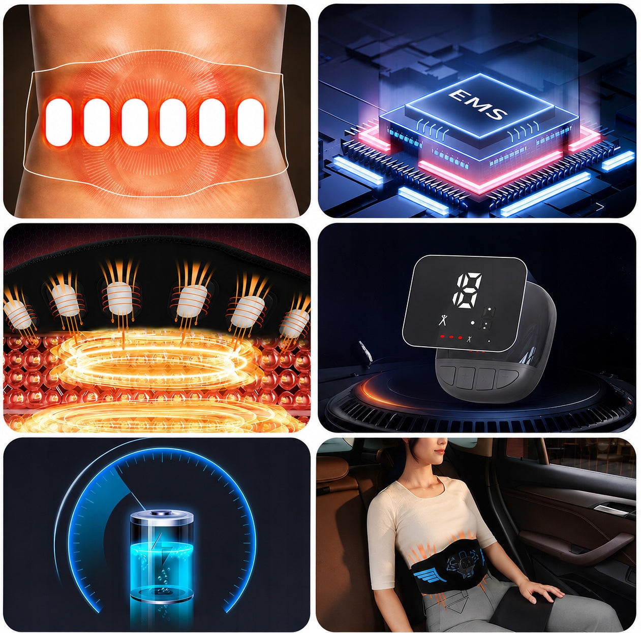 ABDOMINAL ELECTROSTIMULATOR EMS 10 MODES SLIMMING BELT Body parts stomach