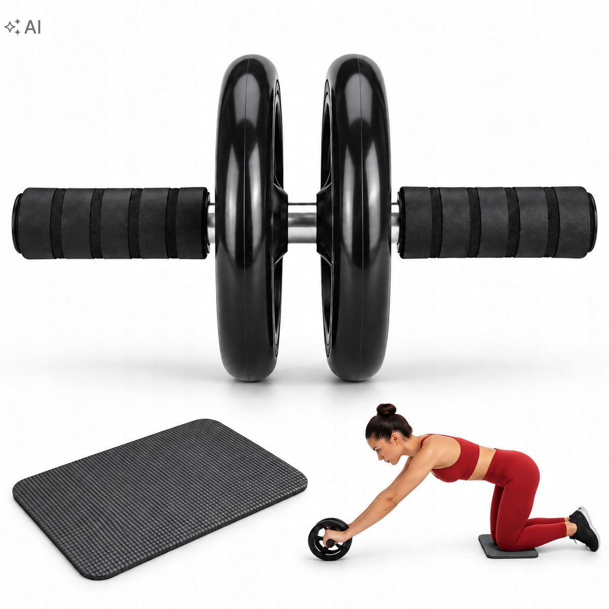 ABDOMINAL EXERCISE WHEEL AB ROLLER STABLE FLAT BELLY + MAT