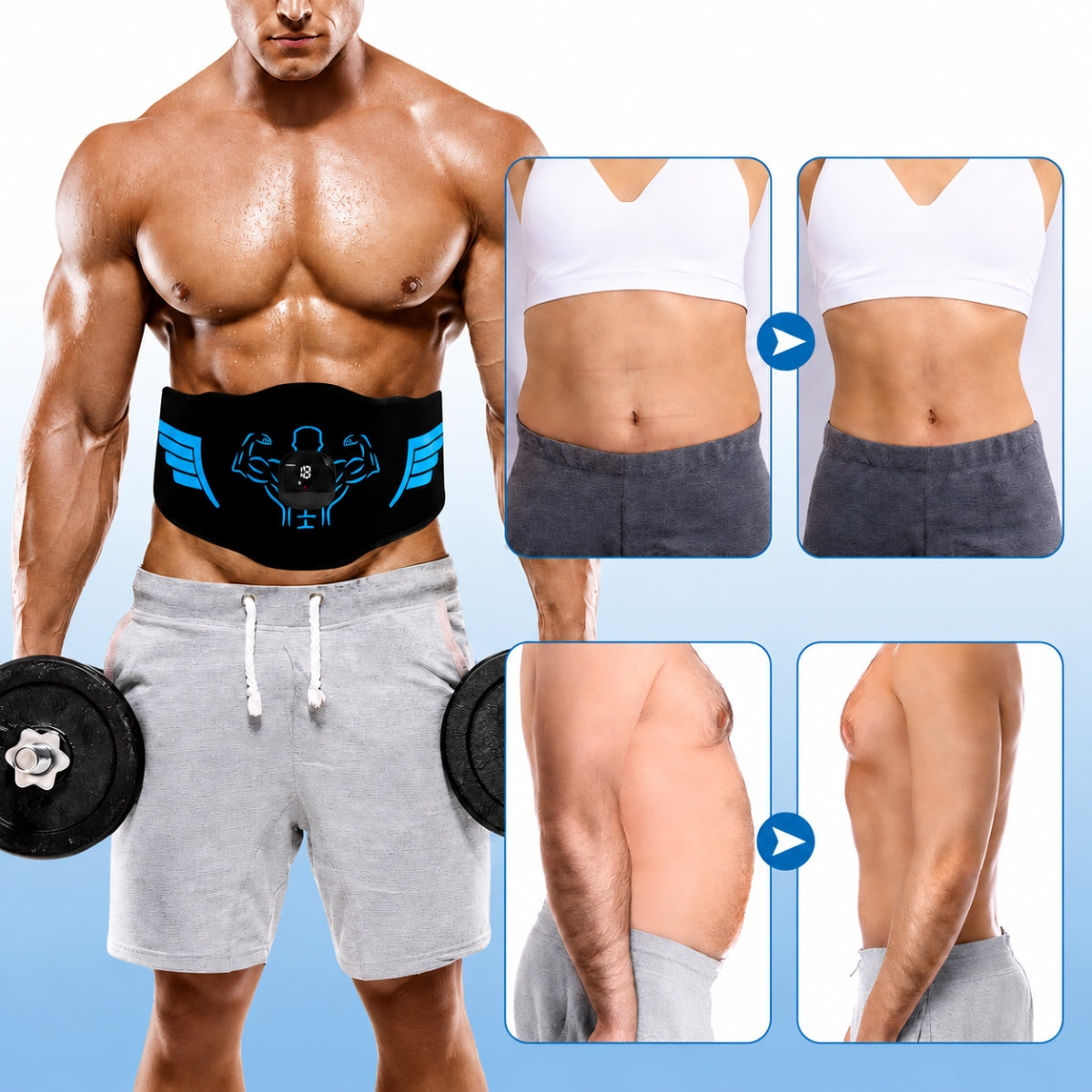 ABDOMINAL MUSCLE ELECTROSTIMULATOR EMS 10MODES SLIMMING BELT Packaging status original