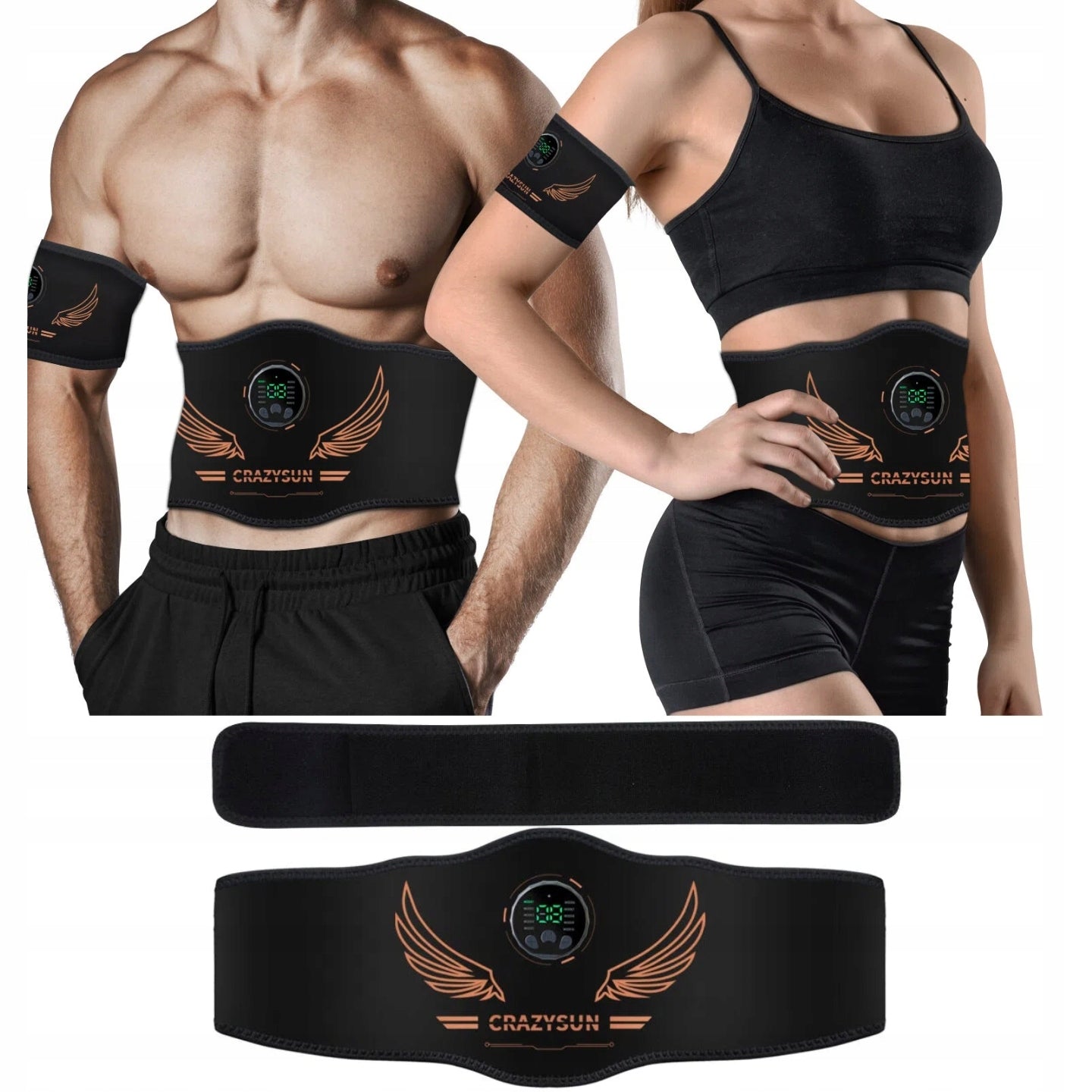 ABDOMINAL MUSCLE ELECTROSTIMULATOR EMS 10MODES SLIMMING BELT WITH EXTENSION