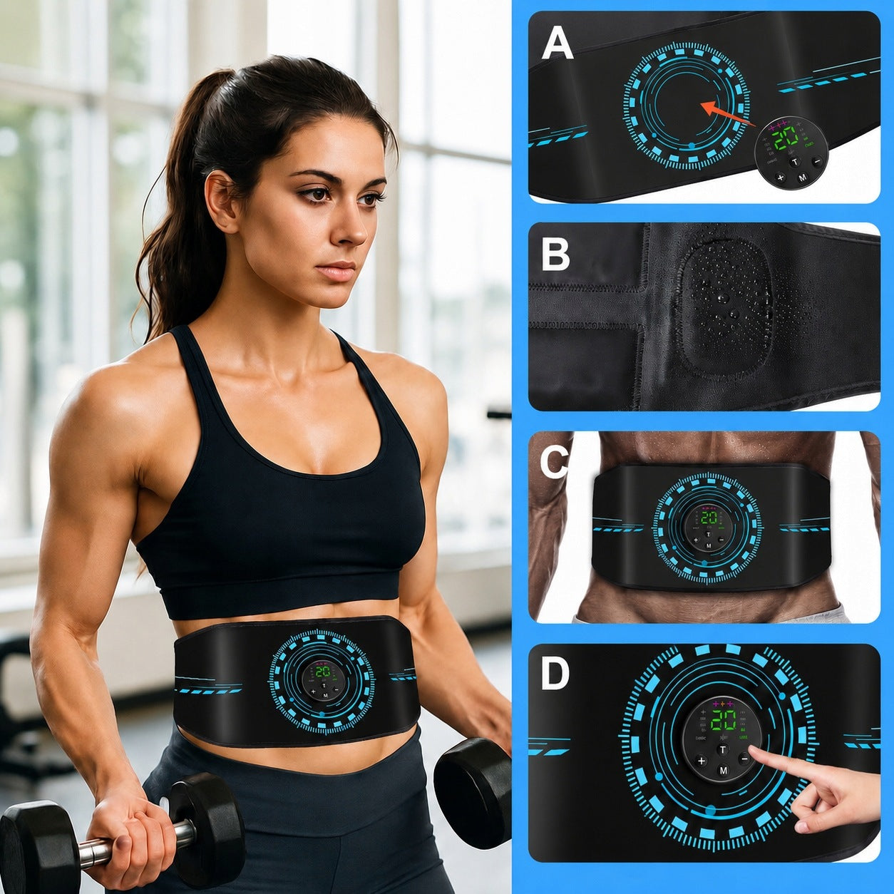 ABDOMINAL MUSCLE ELECTROSTIMULATOR EMS 15MODES SLIMMING BELT WITH EXTENSION Brand no brand