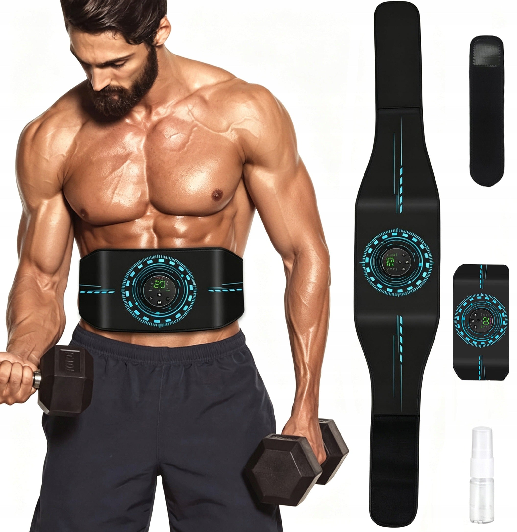 ABDOMINAL MUSCLE ELECTROSTIMULATOR EMS 15MODES SLIMMING BELT WITH EXTENSION Manufacturer code 03064752-1