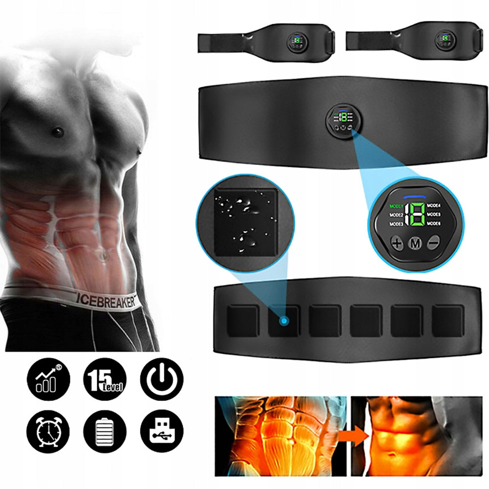 ABDOMINAL MUSCLE ELECTROSTIMULATOR EMS 6MODES SLIMMING BELT WITH EXTENSION
