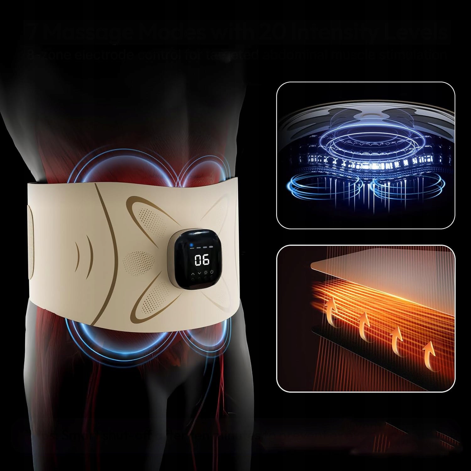 ABDOMINAL MUSCLE ELECTROSTIMULATOR EMS BELT WITH HEATING AND MASSAGE - 7 MODES Packaging status original