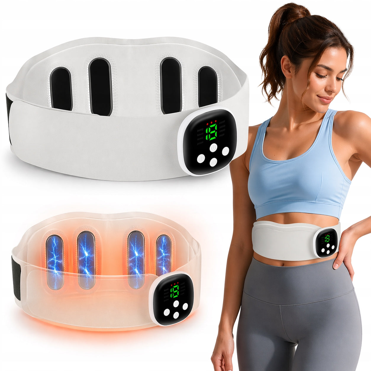ABDOMINAL MUSCLE ELECTROSTIMULATOR EMS SLIMMING BELT HEATING +EXTENSION