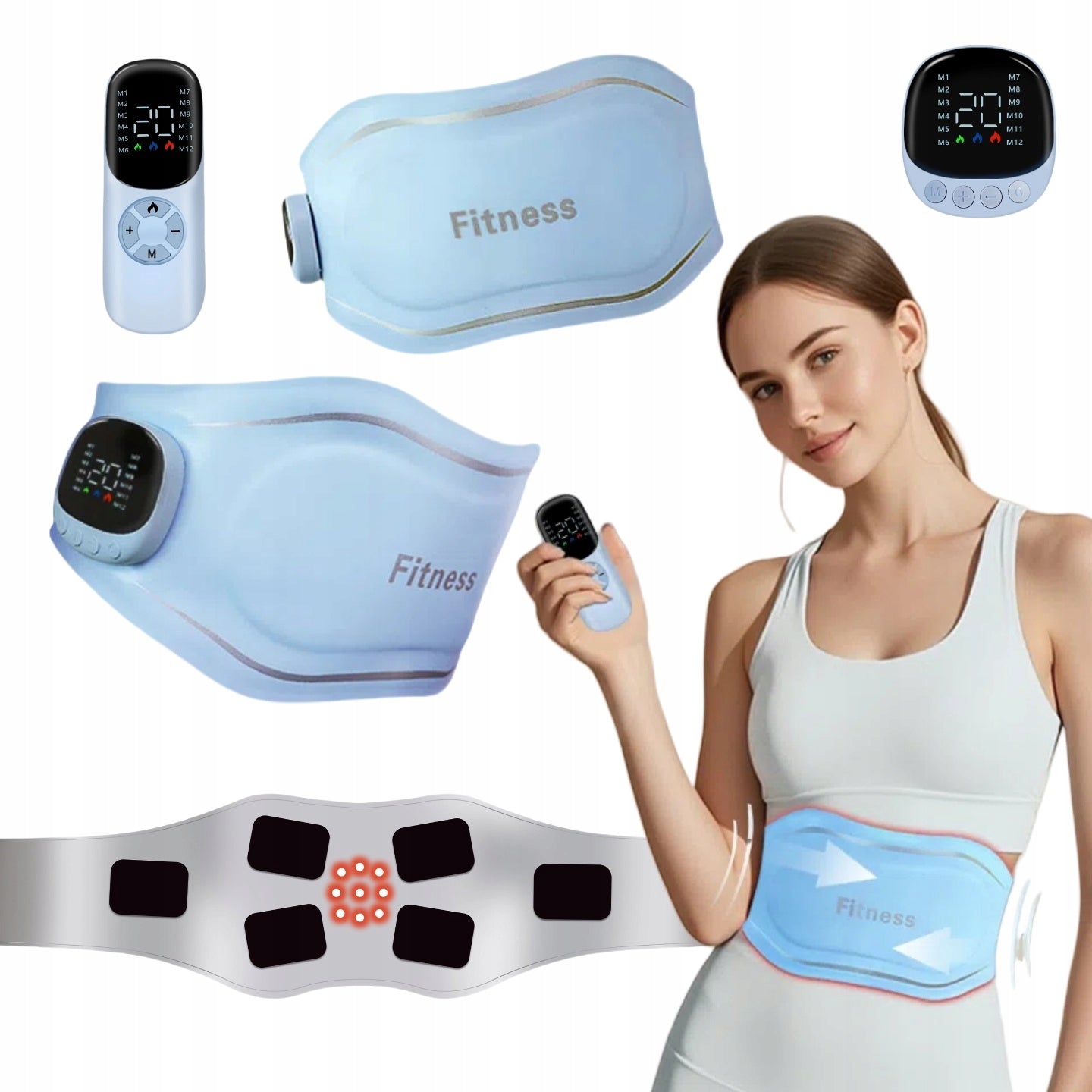 ABDOMINAL MUSCLE ELECTROSTIMULATOR EMS + SLIMMING TENS WITH HEATING Manufacturer code GS-1302