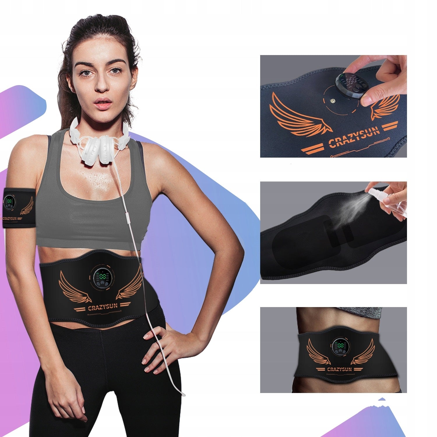 ABDOMINAL MUSCLE ELECTROSTIMULATOR LynkCust EMS 10 MODES SLIMMING BELT Manufacturer code 4894313648891