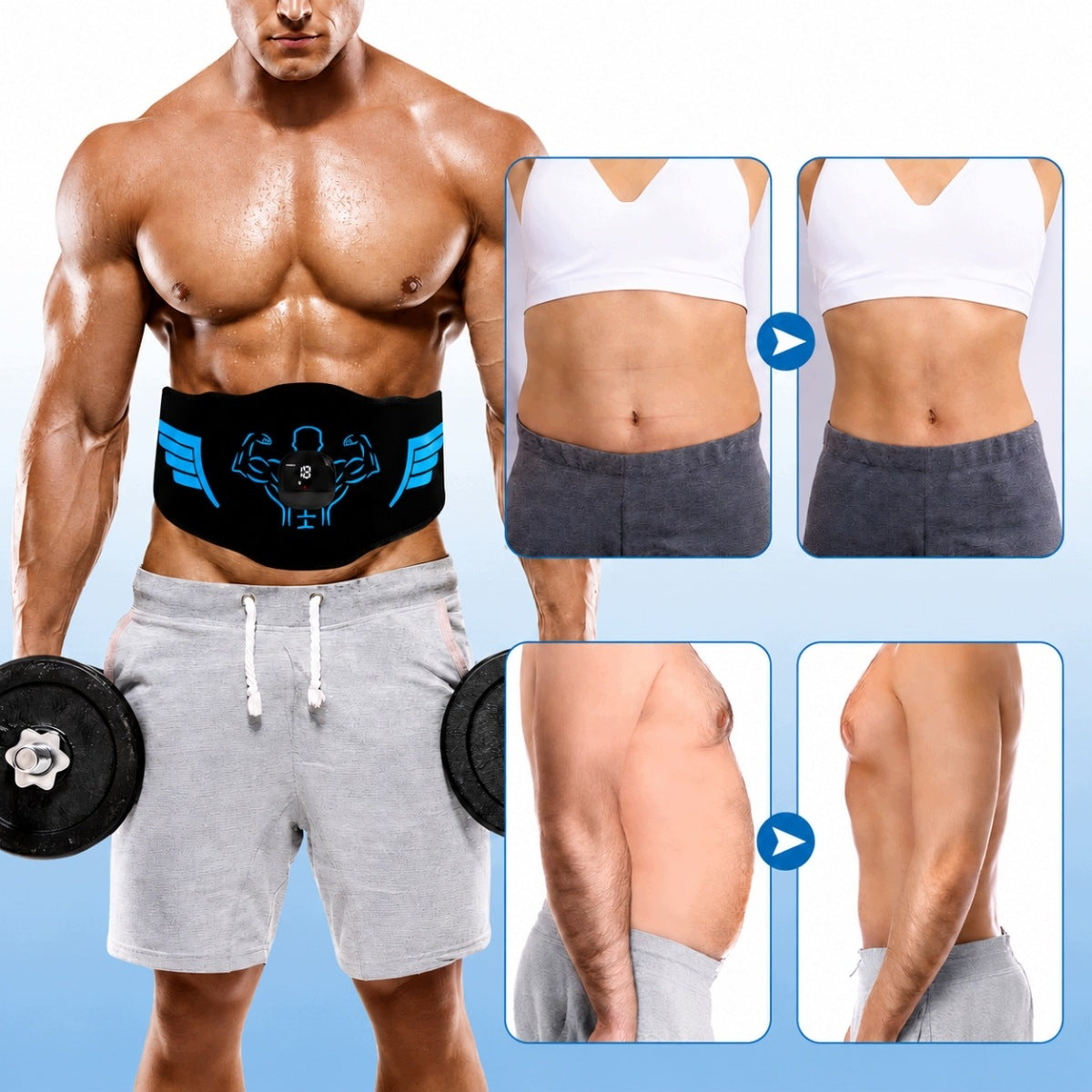 ABDOMINAL MUSCLE ELECTROSTIMULATOR SLIMMING BELT ABS UNIVERSAL 10 MODES Packaging status original