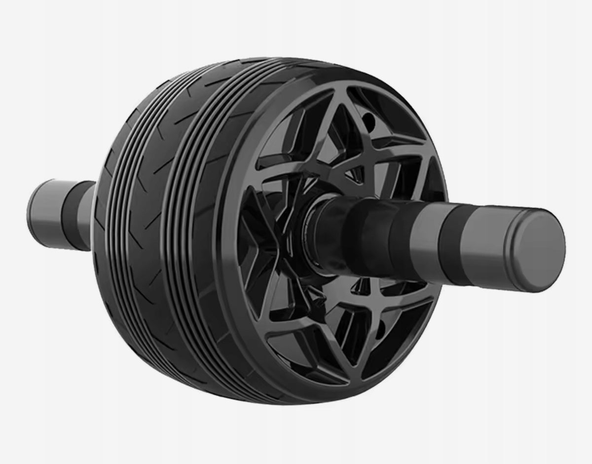 ABDOMINAL MUSCLE EXERCISE WHEEL AB WHEEL + MAT BLACK