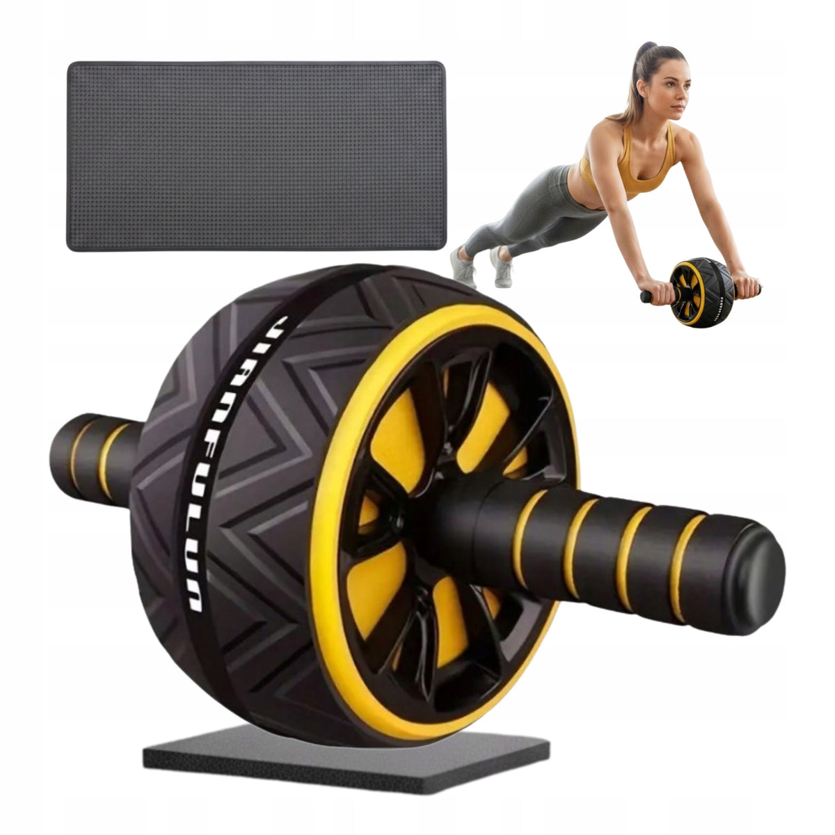ABDOMINAL MUSCLE EXERCISE WHEEL Roller Wheel with Knee Mat Core ABS AB