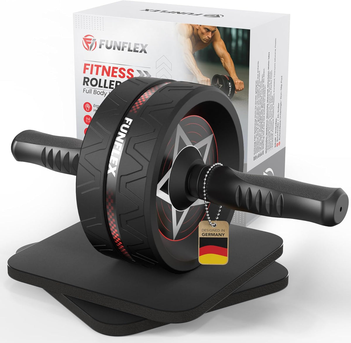 ABDOMINAL ROLLER AB ROLLER STABLE WITH KNEE MAT UP TO 200KG