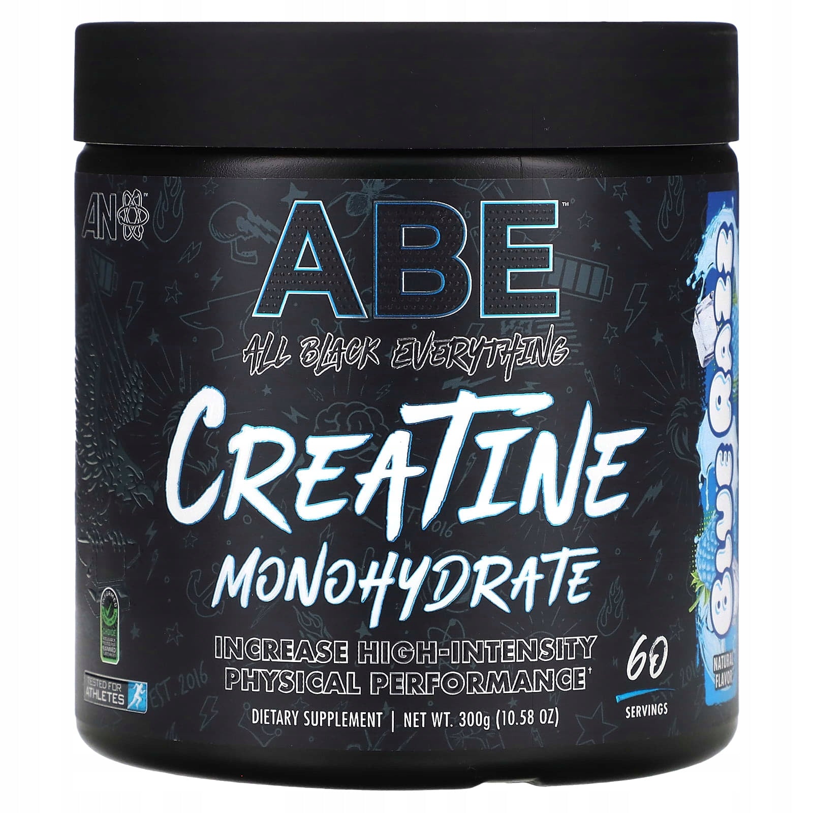 ABE, Creatine Monohydrate, Blue Raspberry, 4,25 g, 300 g