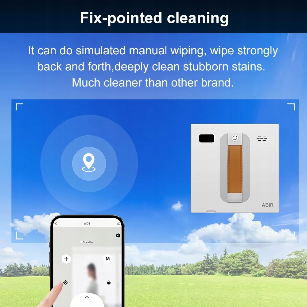 ABIR WD8 Robot Window Cleaner Vacuum Dual Spray Laser AI Glass Washer Brand ABIR