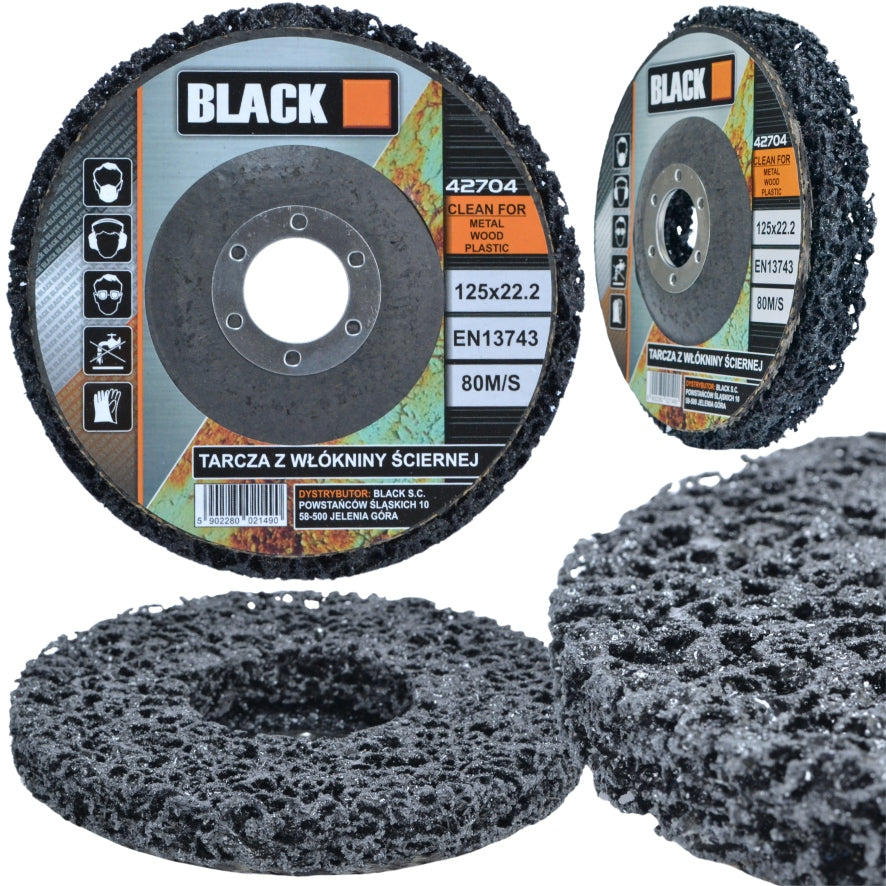 ABRASIVE DISC WIRE BRUSH FOR RUST REMOVAL NONWOVEN METAL INOX 125 BLACK