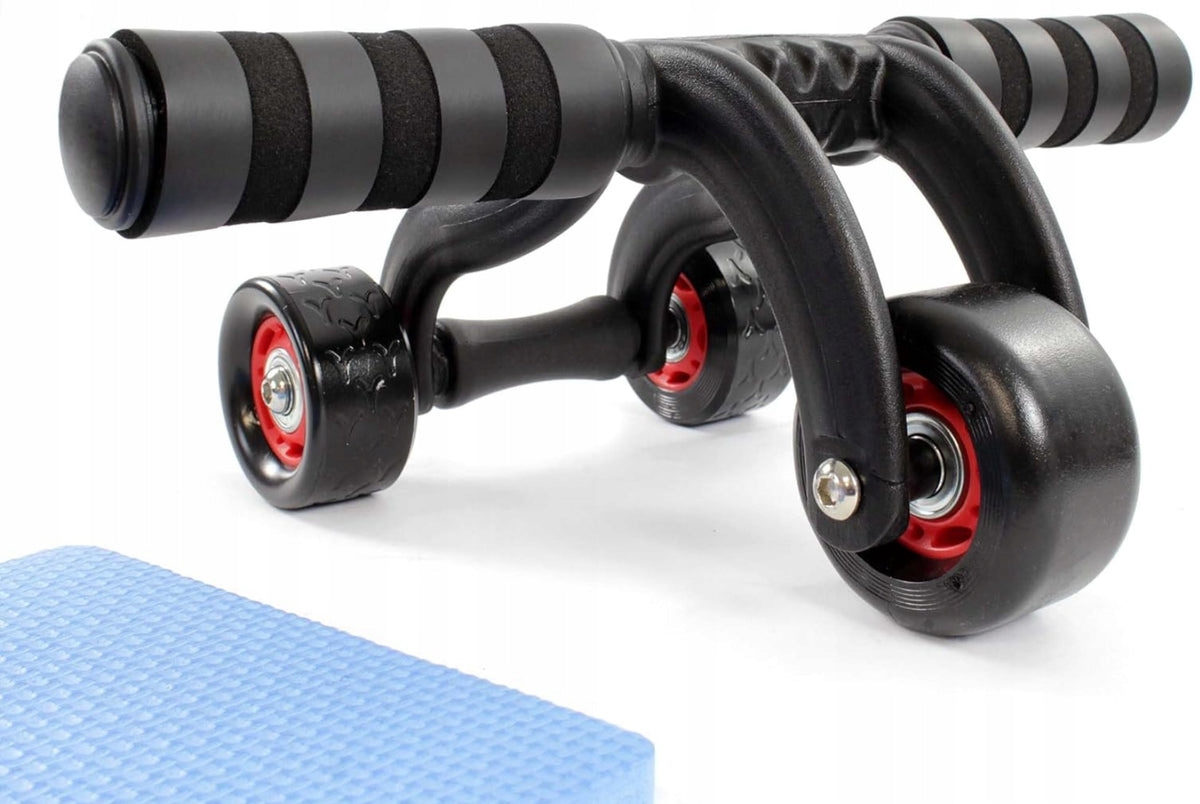 ABS Abdominal Muscle Exercise Roller Wheel 3 Wheels + Fitness Knee Mat