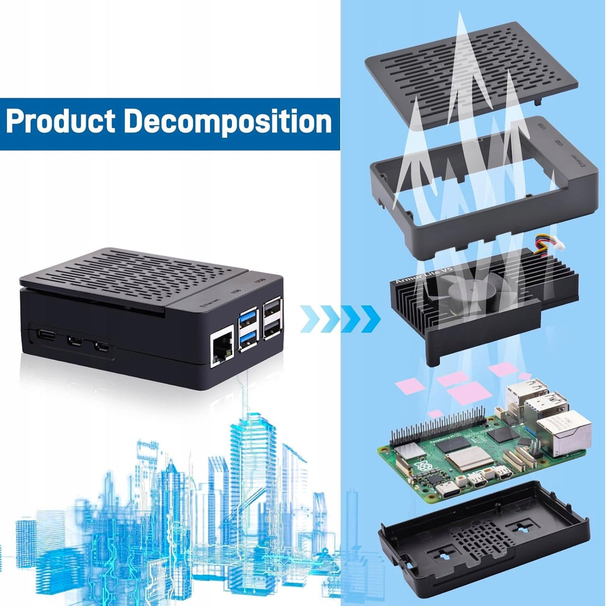 ABS CASE FOR RASPBERRY PI 5 WITH POWER KIT 27W 5,1V 5A Manufacturer code 5908040055699