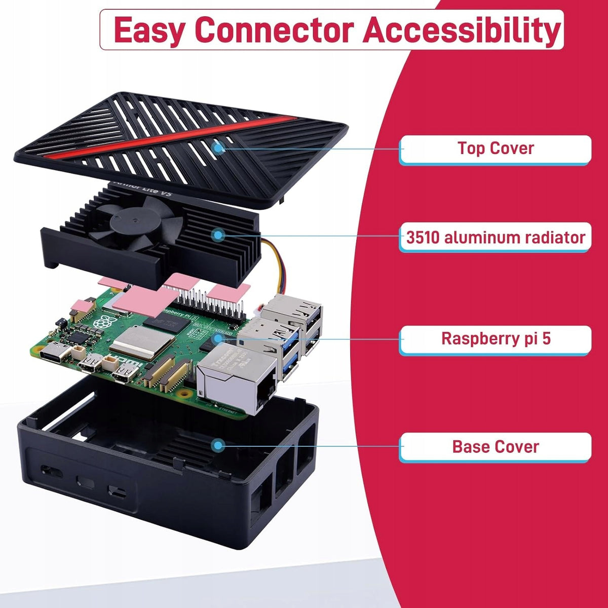 ABS HOUSING FOR RASPBERRY PI 5 WITH FAN PWM 3510 ARMOR LITE V5 Manufacturer code 5908040651488