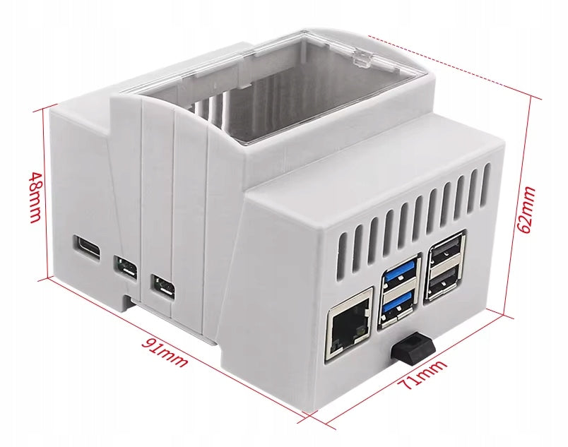 ABS housing for Raspberry Pi 5 for DIN rail with active cooling Manufacturer code OBD-029
