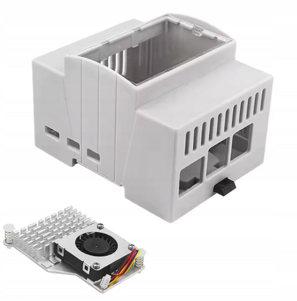 ABS housing for Raspberry Pi 5 for DIN rail with active cooling