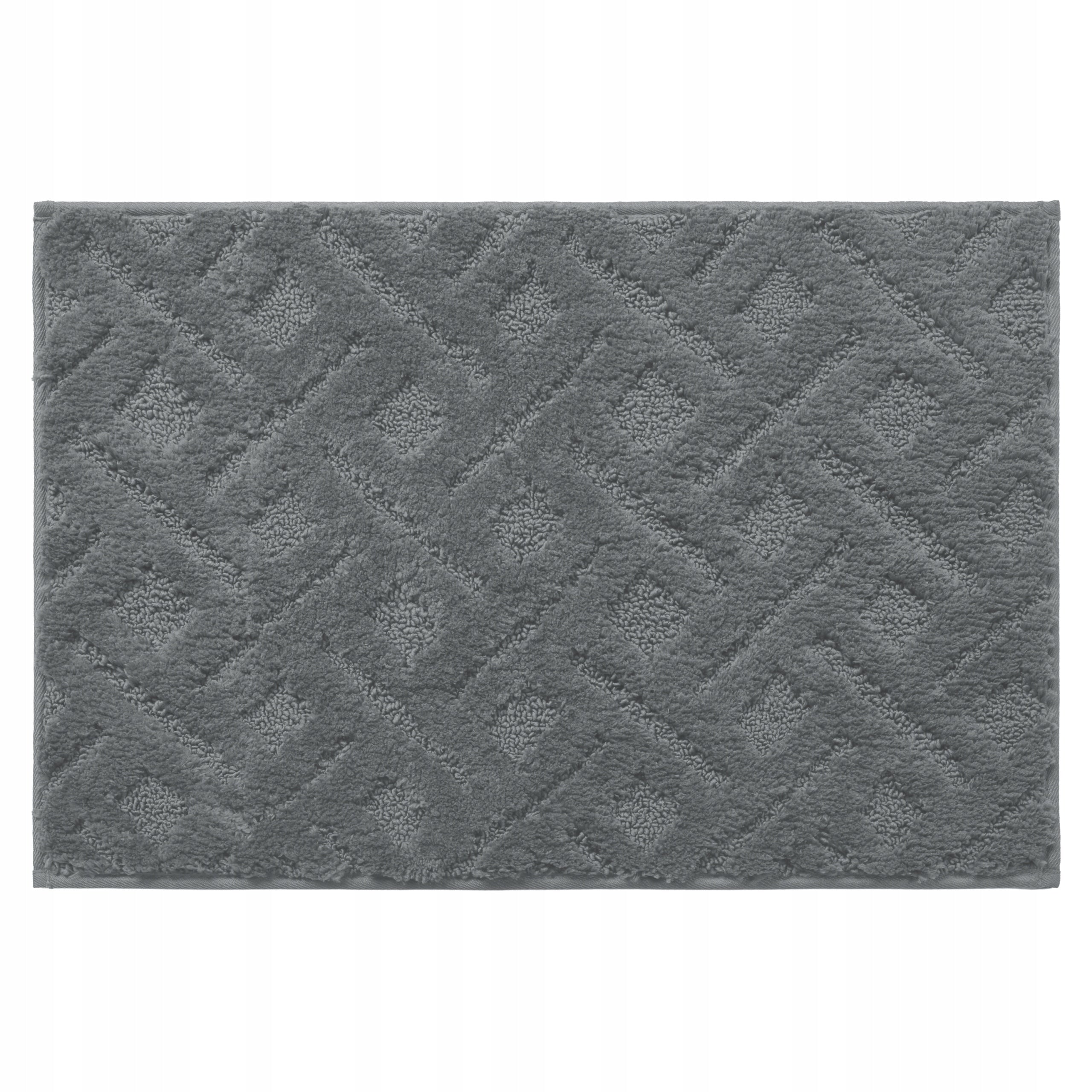 ABSORBENT BATHROOM RUG 60x40 GREY NON-SLIP SOFT MICROFIBER Thickness 15 mm