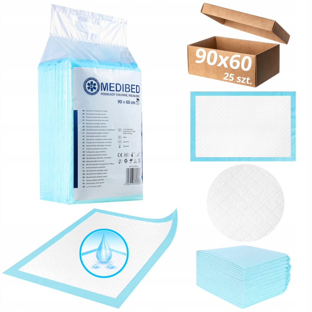 ABSORBENT FOUNDATIONS FOR CHANGING MEDIBED 90X60 STRONG non-sterile 25 PCS. 810ml