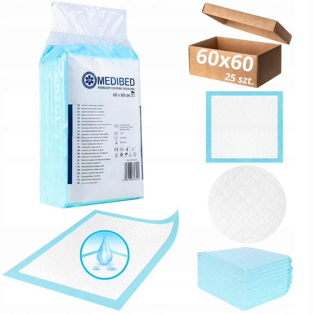 ABSORBENT FOUNDATIONS for changing MEDIBED 60X60 STRONG non-sterile 25 PCS. 560ml