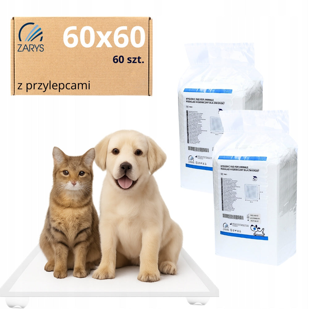 ABSORBENT MATS FOR CAT TRAINING DOG 60x60 cm FOR ANIMALS 800ml 60 pcs
