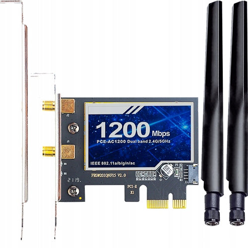 AC1200 PCIe 5GHz WiFi 5 NETWORK CARD WITH DUALBAND 1200Mbps ANTENNAS Packaging status original