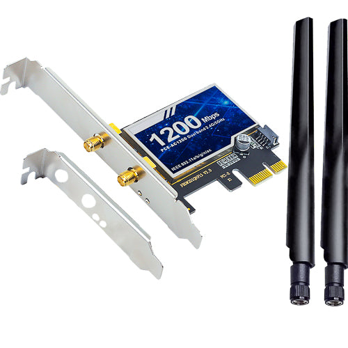 AC1200 PCIe 5GHz WiFi 5 NETWORK CARD WITH DUALBAND 1200Mbps ANTENNAS