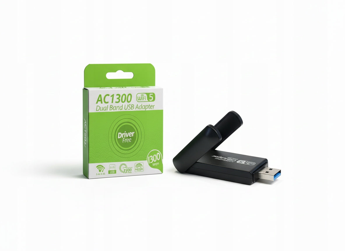 AC1300 ADAPTER NETWORK CARD WiFi Wi-Fi TO USB ANTENNA 1300Mbps 5GHz WPA3