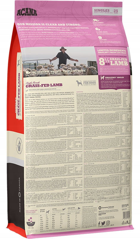 ACANA GRASS-FED LAMB DOG FOOD 17KG Packaging status original