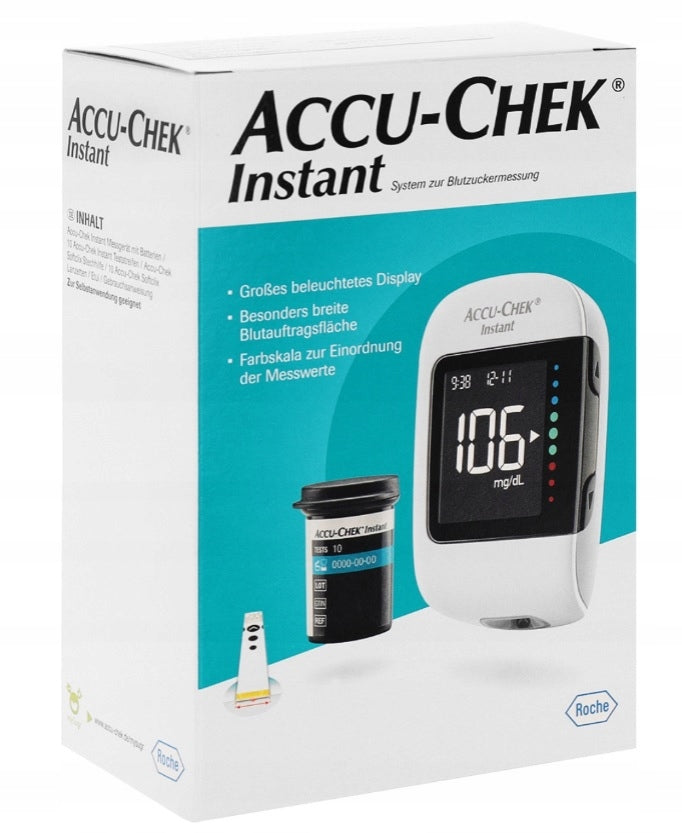 ACCU CHEK INSTANT GLUCOSE METER + 110 STRIPS + LANCET ==> DISTRIBUTION Poland Packaging status original