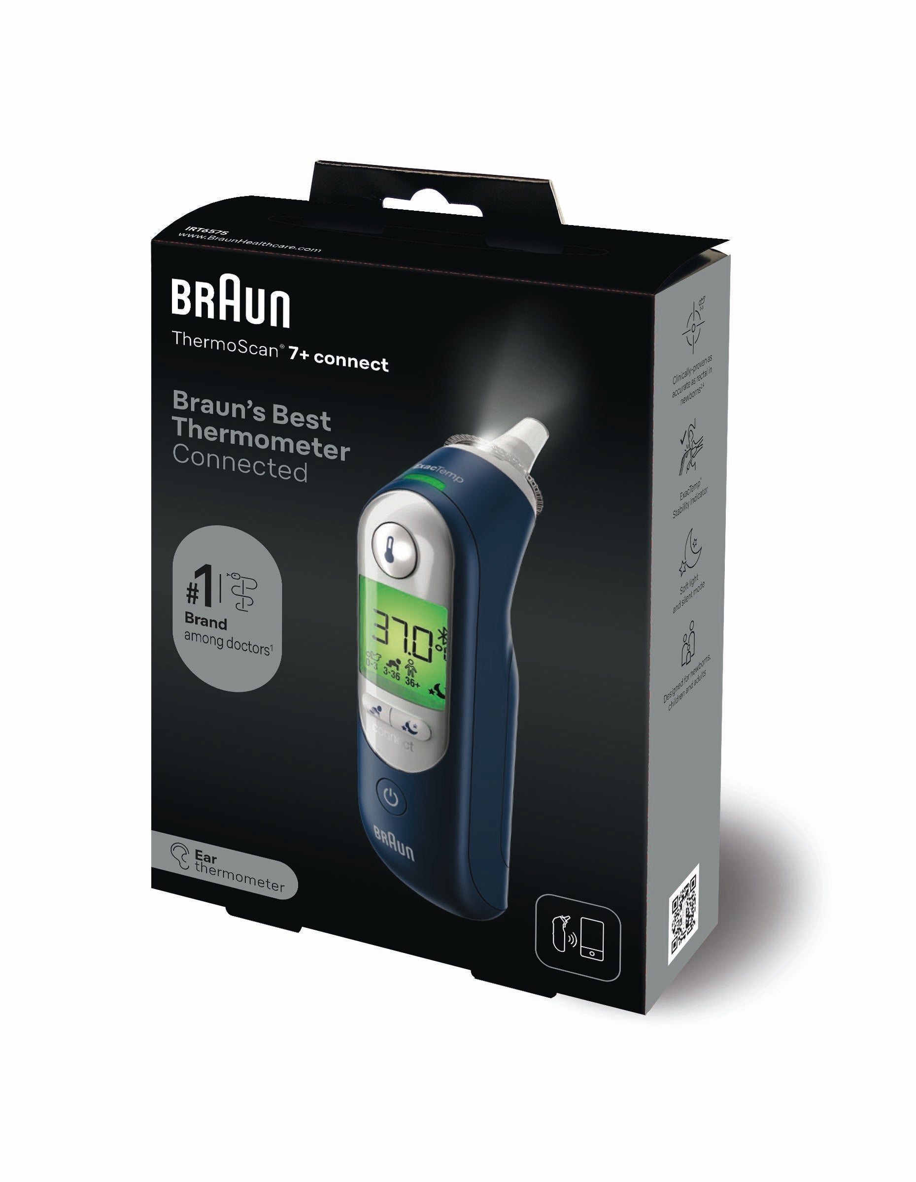 ACCURATE IN-EAR THERMOMETER BRAUN THERMOSCAN 7+ CONNECT IRT6575 BLUETOOTH Packaging status original