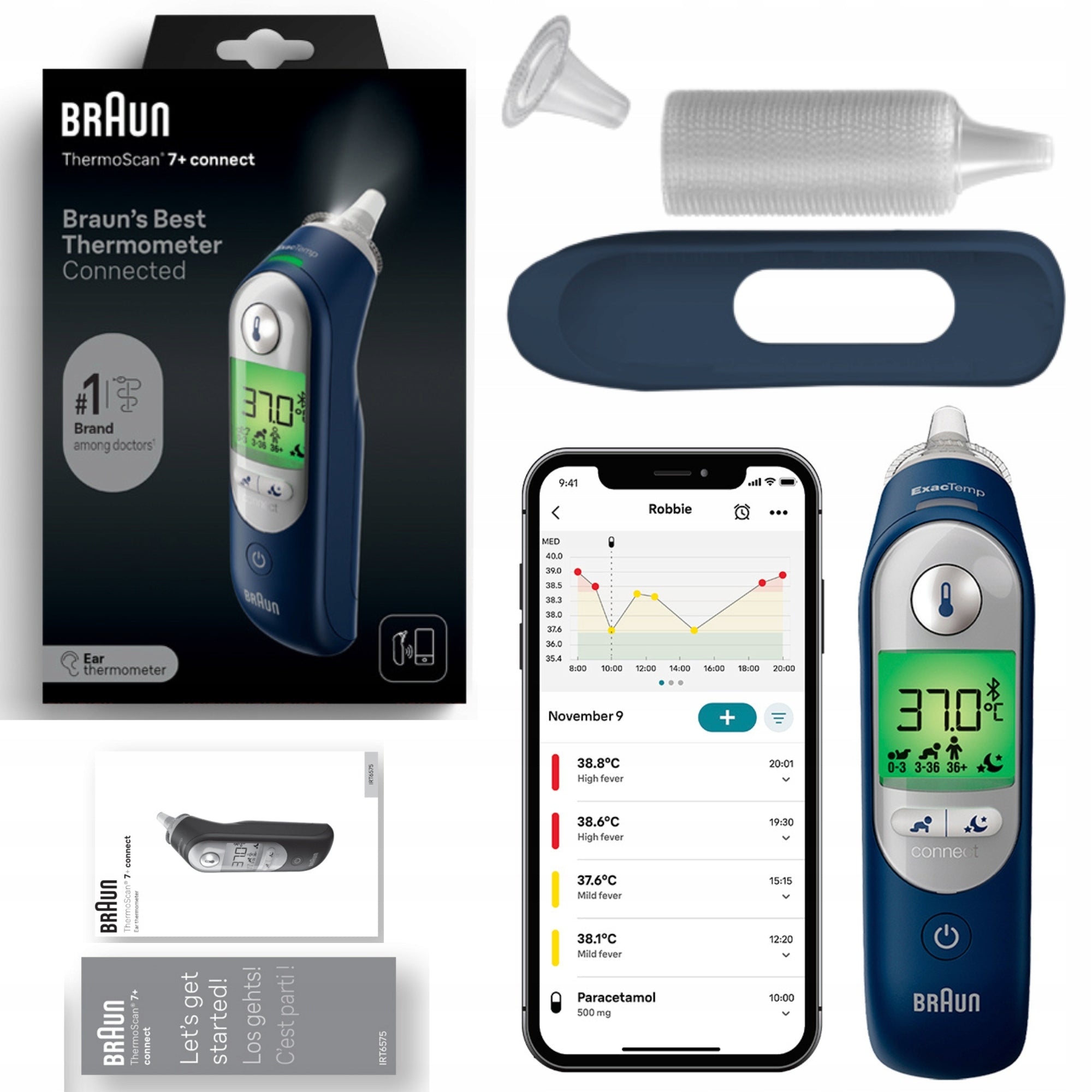 ACCURATE IN-EAR THERMOMETER BRAUN THERMOSCAN 7+ CONNECT IRT6575 BLUETOOTH