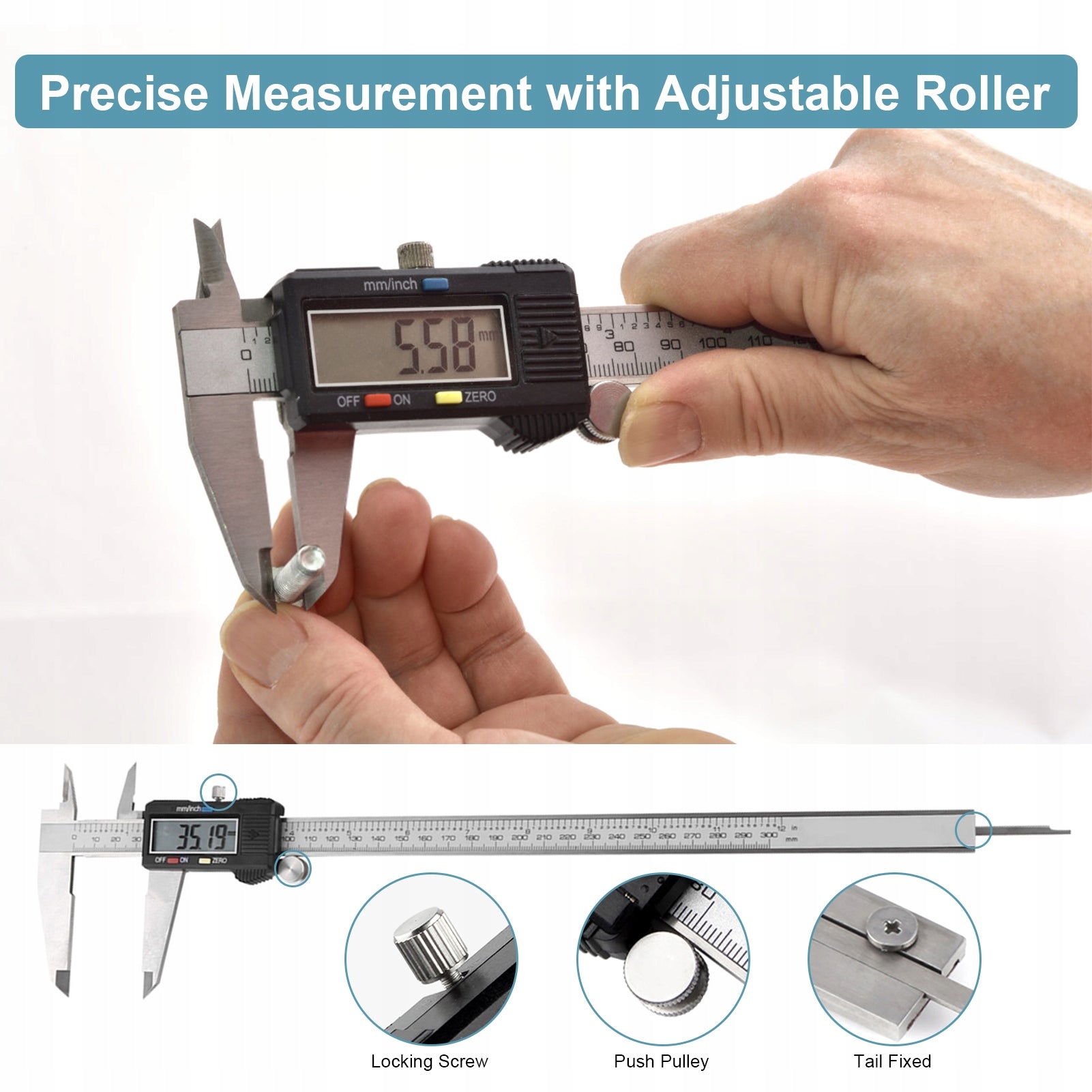 ACCURATE STAINLESS STEEL ELECTRONIC CALIPER DIGITAL 0-300mm +ETUI Maximum measurement range 300 mm