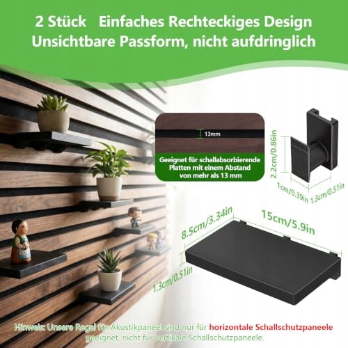 ACOUSTIC PANEL RACK BLACK WITHOUT DRILLING ASSEMBLY 2 PIECES FOR HOME Manufacturer code Bez marki