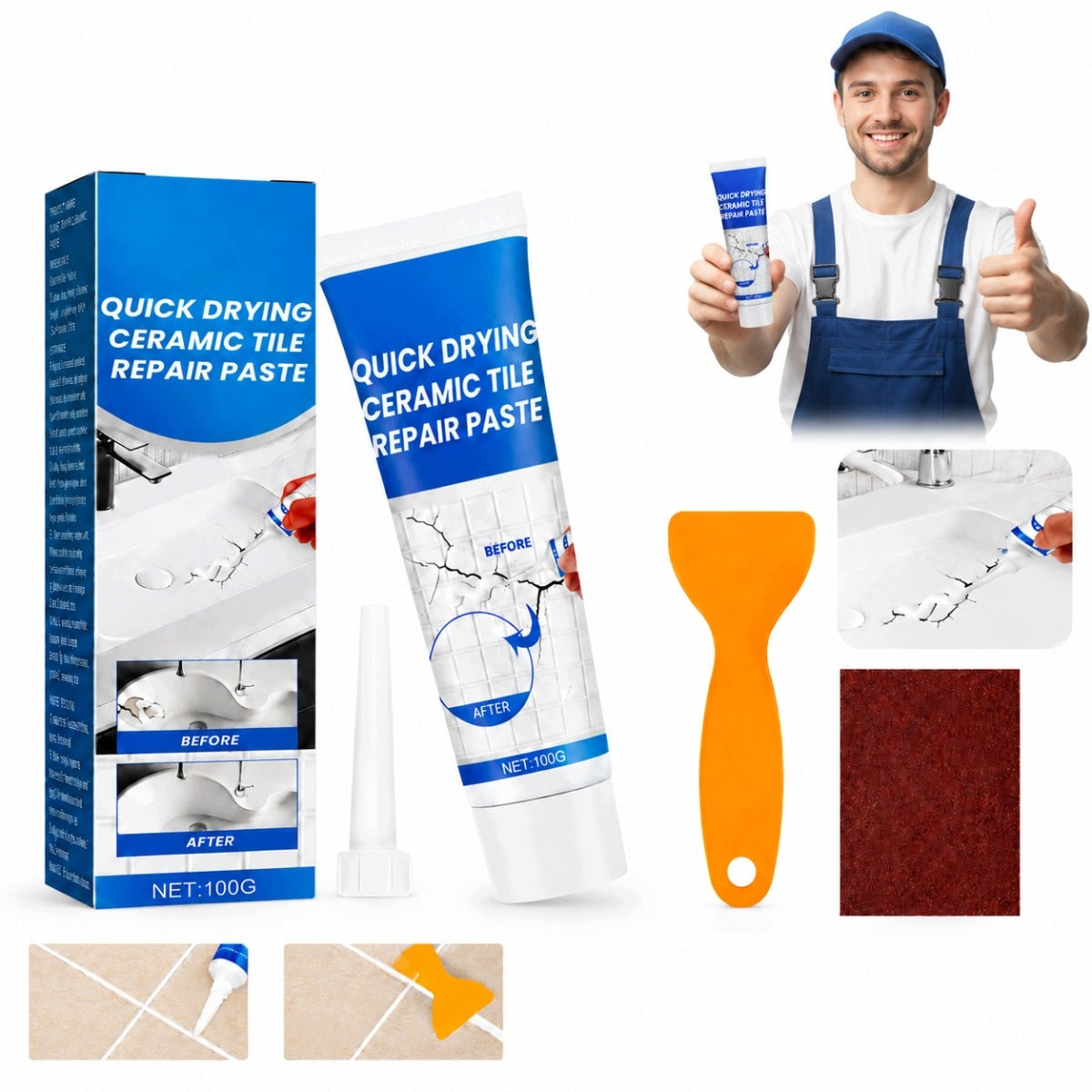 ACRYLIC BATHTUB CERAMIC TILE REPAIR KIT WATERPROOF EPOXY