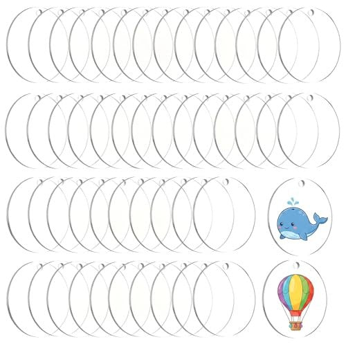 ACRYLIC ROUND DISCS FOR PAINTING TRANSPARENT 5 CM 50 PCS. Brand no brand