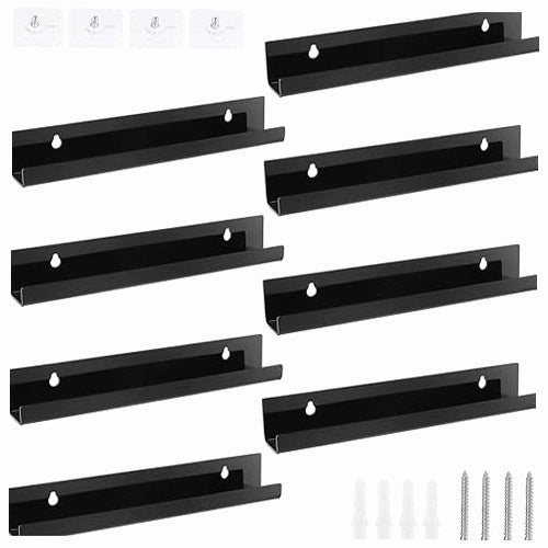 ACRYLIC SHELVES BLACK SET OF 8 VINYL WALL PLATE HOLDER