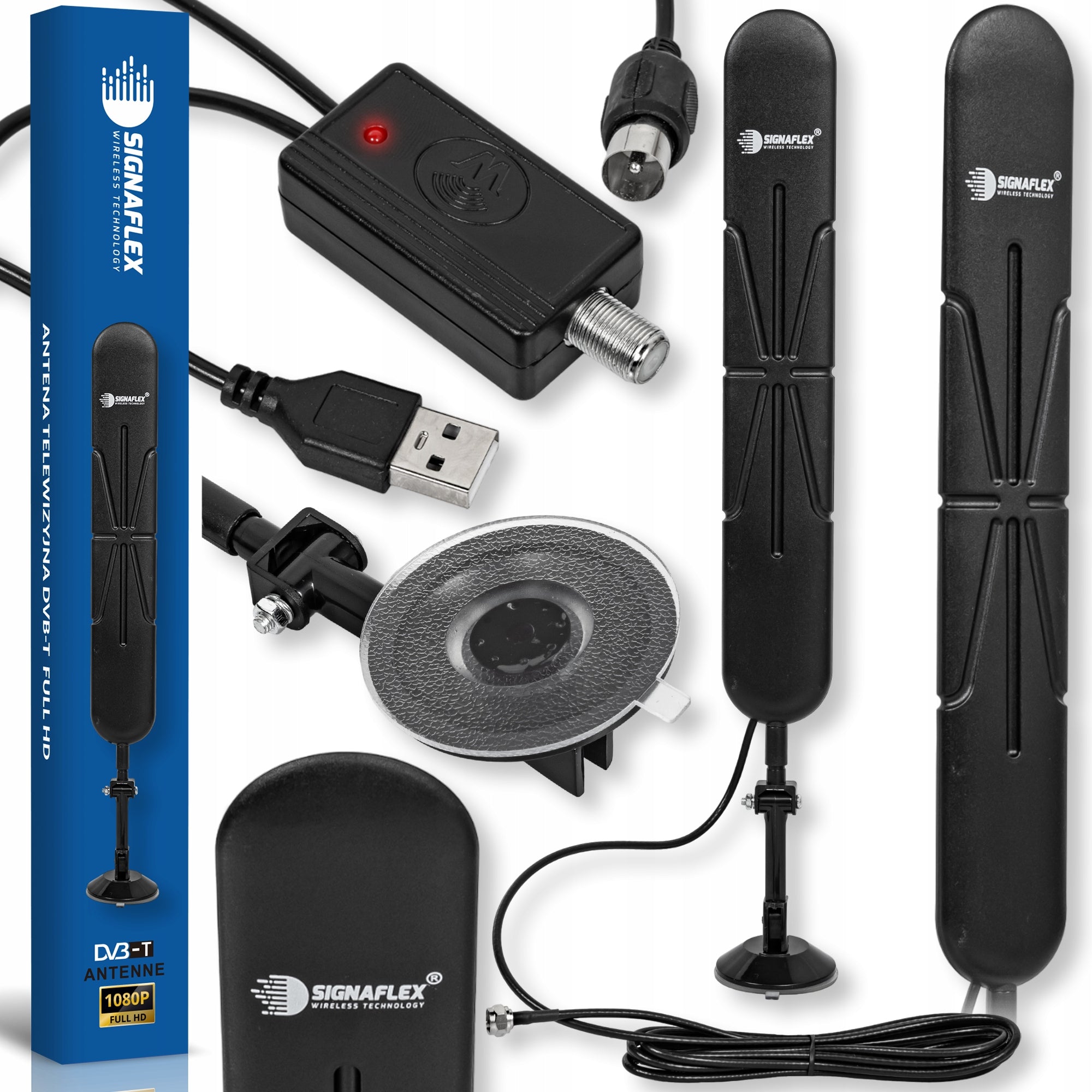 ACTIVE ANTENNA UHF VHF FM TV ROOM POWERFUL DVBT-2 44dbi TV FHD 4K