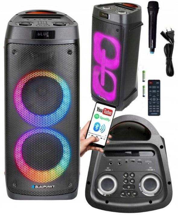 ACTIVE COLUMN PARTYBOX BLAUPUNKT DISCO LED KARAOKE AUX USB BT FM + REMOTE CONTROL
