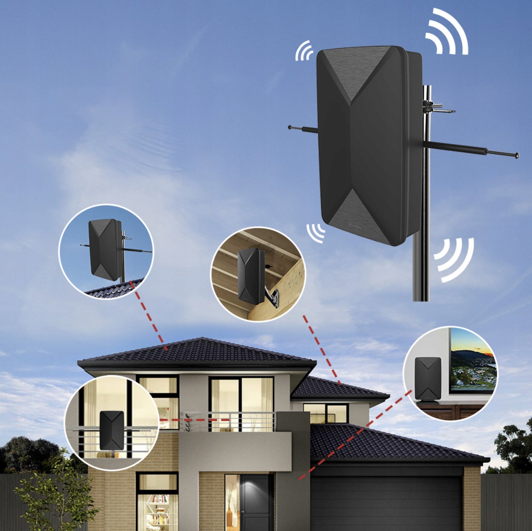 ACTIVE ROOM ANTENNA INDOOR OUTDOOR DVB-T2 TV TERRESTRIAL 4K VAYOX Brand Vayox
