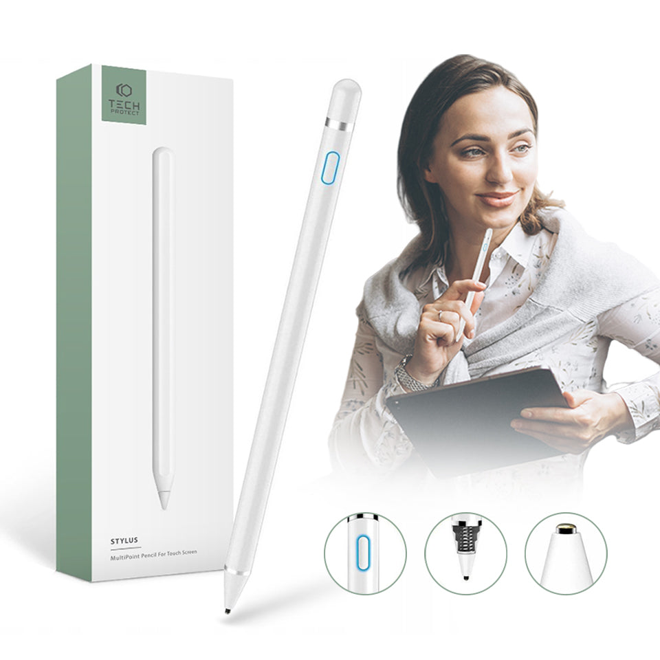 ACTIVE UNIVERSAL PENCIL STYLUS - STYLUS PEN FOR PHONE AND TABLET WHITE