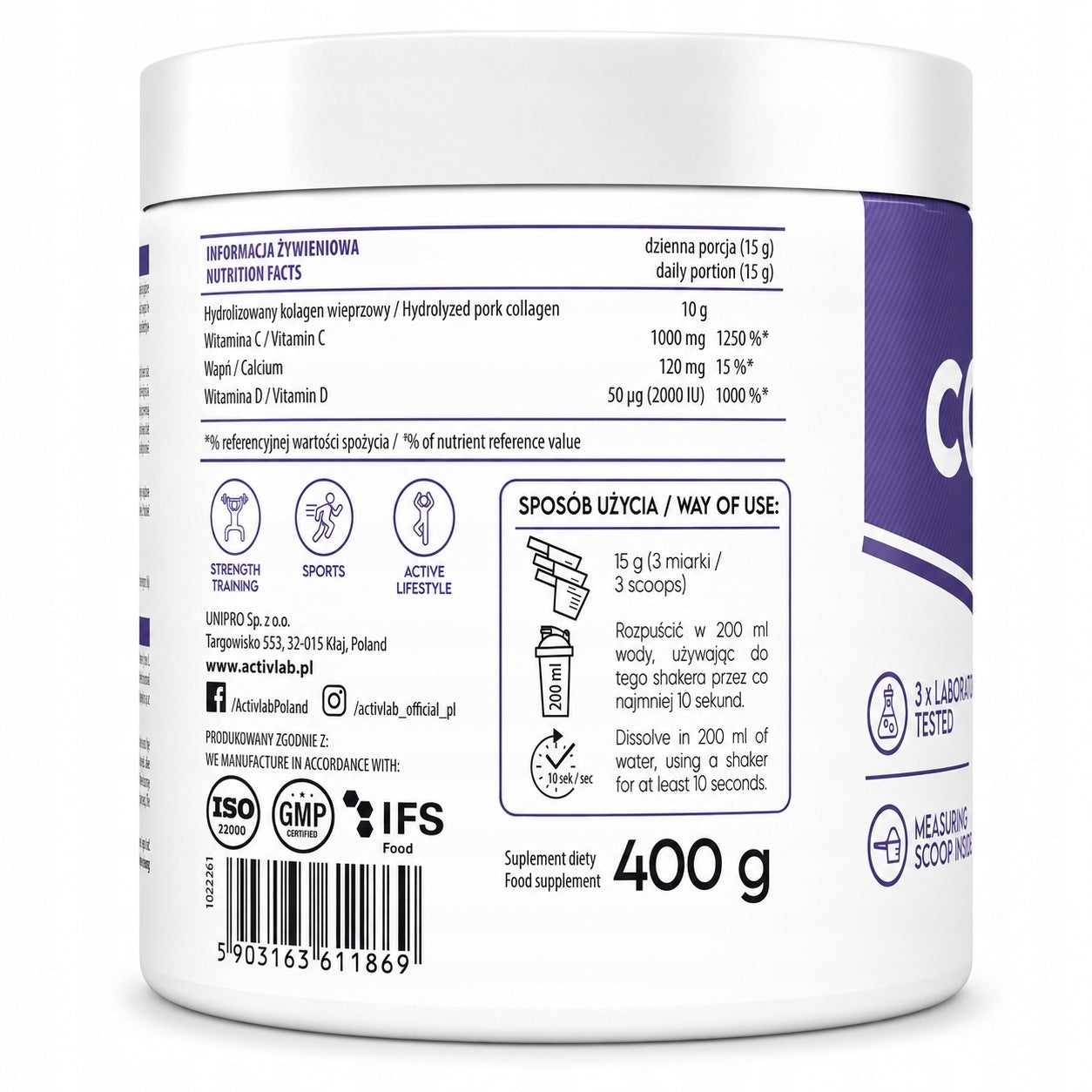 ACTIVLAB Collagen 10000mg Mango-Blackberry 400g Manufacturer code TC/176